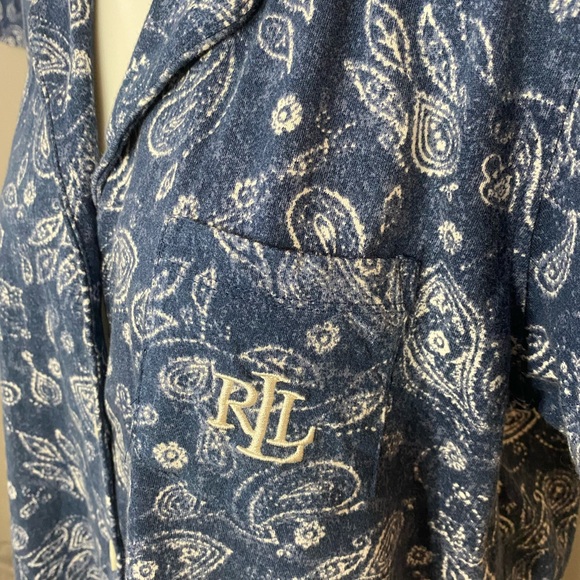 Ladies Lauren Ralph Lauren Black Label
M Capri Pajamas Set 
Blue Paisley Print - Picture 3 of 5